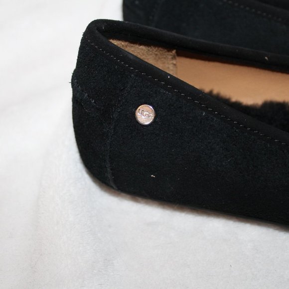 NIB UGG KALEY WISP SUEDE SLIPPERS MOCASSINS BLACK GRAY - Picture 5 of 7
